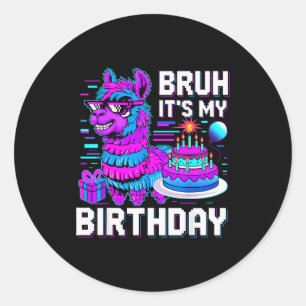 Es ist mein Geburtstag Llama Nata Junge Mädchen Fa Runder Aufkleber