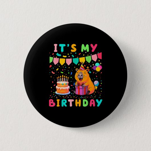 Es ist mein Geburtstag Mädchen Capybara Liebhaber Button (Vorderseite)
