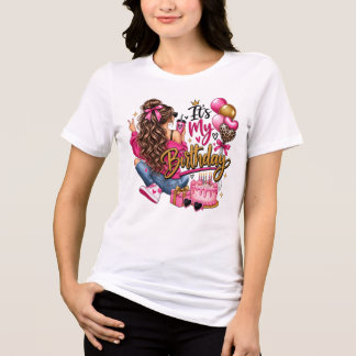 Es ist mein Geburtstag Mädchen Pink & Gold Glam Ge Tri-Blend Shirt