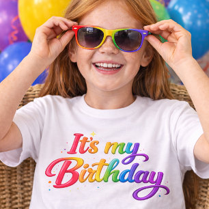 Es ist mein Geburtstag mehrfarbiges Regenbogen-T-S T-Shirt