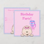 ES IST MEIN GEBURTSTAG PARTY PINK Halbglanz Einladung (Vorne/Hinten)