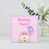 ES IST MEIN GEBURTSTAG PARTY PINK Halbglanz Einladung (Stehend Vorderseite)