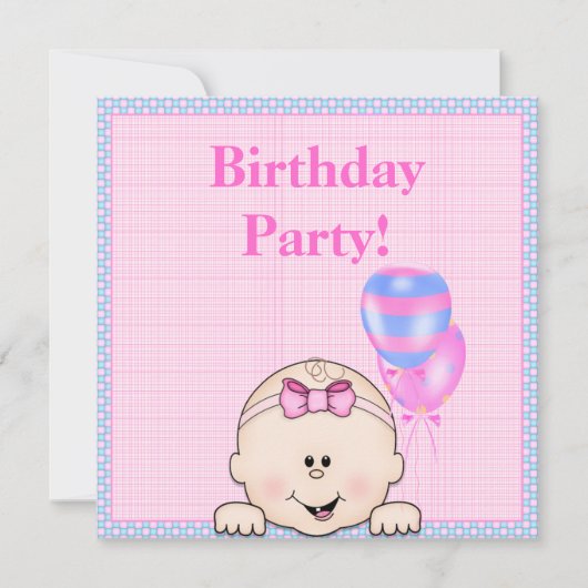 ES IST MEIN GEBURTSTAG PARTY PINK Halbglanz Einladung (Vorderseite)