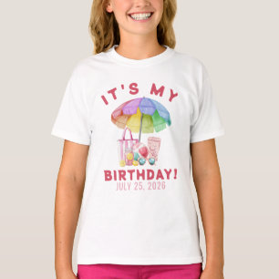 Es ist mein Geburtstag Pink Watercolor Pool Party T-Shirt