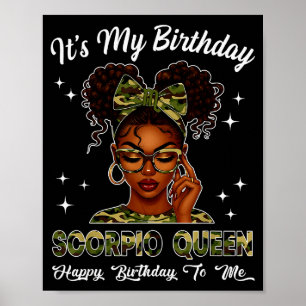Es ist mein Geburtstag Scoro Queen Camo Bow Afro S Poster