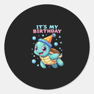Es ist mein Geburtstag Süße Meeresschildkröte Ozea Runder Aufkleber