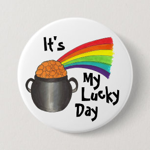 Es ist mein Glückstag Rainbow Gold St. Patrick's D Button