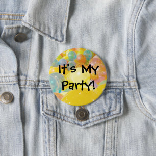 "Es ist mein Party" Bunte Ballons Button
