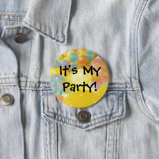 "Es ist mein Party" Bunte Ballons Button (Beispiel)