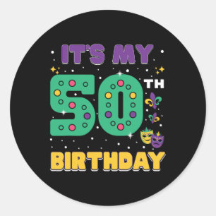 Es ist meine 50. Geburtstagsmutter Mardi Gras 50 J Runder Aufkleber