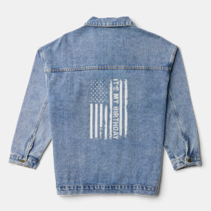 Es ist meine Geburtsstunde-Flagge der USA Vintage  Jeansjacke