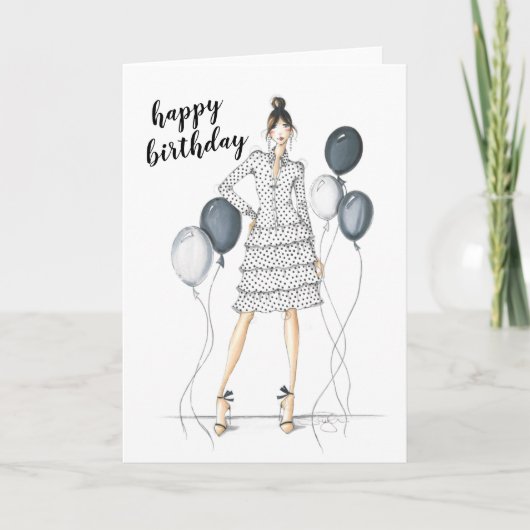 Es ist meine Party Happy Birthday Fashion Card Karte (Vorderseite)