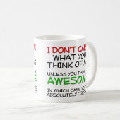Es ist mir egal, ich bin Phantastischer Witzbold Kaffeetasse (VorderseiteRechts)