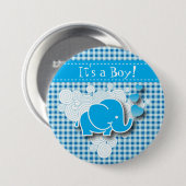 Es ist mit Baby-Elefanten ein Jungen-, Blaues u. Button (Vorne & Hinten)