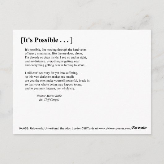 ES IST MÖGLICH POSTKARTE (Rückseite)