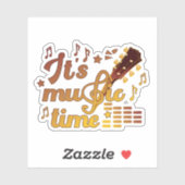 Es ist Musik-Zeit, Gold Gitarre Musical Aufkleber (Blatt)