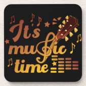 Es ist Musik-Zeit, Gold Gitarre Musical Getränkeuntersetzer (Vorderseite)