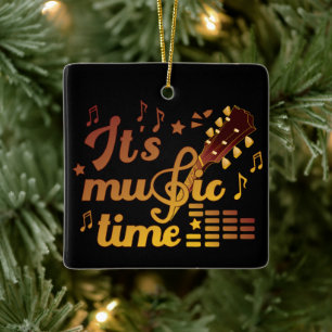 Es ist Musik-Zeit, Gold Gitarre Musical Keramikornament