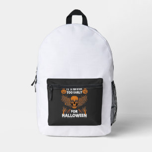 Es ist nie zu früh Halloween Totenkopf Reben Flüge Bedruckter Rucksack