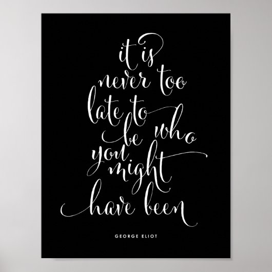 Es ist nie zu spät für dich zu sein | Schwarzes Po Poster (Vorne)