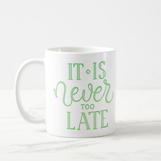 Es ist nie zu spät kaffeetasse (Links)