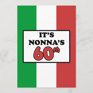 Es ist Nonnas 60. Geburtstags-italienische Flagge Einladung