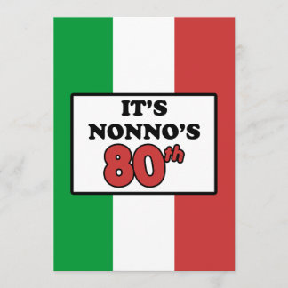 Es ist Nonnos 80. Geburtstags-italienische Flagge Einladung