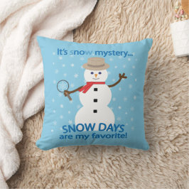 Es ist NOw Mystery Detective Snowman Blue Kissen