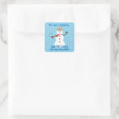 Es ist NOw Mystery Detective Snowman Blue Quadratischer Aufkleber (Tasche)