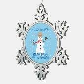 Es ist NOw Mystery Detective Snowman Blue Schneeflocken Zinn-Ornament (Rechts)
