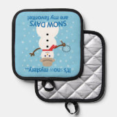 Es ist NOw Mystery Detective Snowman Blue Topflappen (Vorderseite/Rückseite)