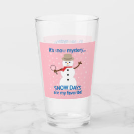 Es ist NOw Mystery Detective Snowman Pink Glas