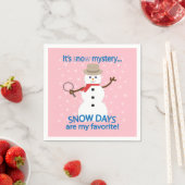 Es ist NOw Mystery Detective Snowman Pink Serviette (Beispiel)