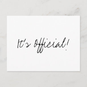 Es ist Offiziell! Einfache Hochzeitsankündigung Ankündigungspostkarte