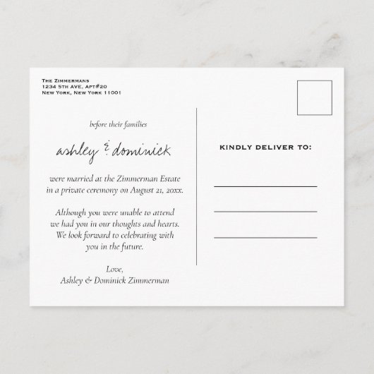 Es ist Offiziell! Einfache Hochzeitsankündigung Ankündigungspostkarte (Rückseite)