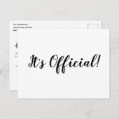 Es ist Offiziell! Eloped Wedding Announcement Card Ankündigungspostkarte (Vorne/Hinten)