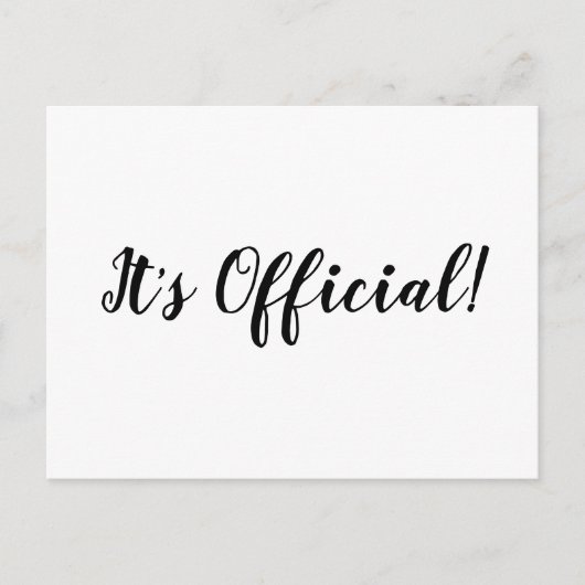 Es ist Offiziell! Eloped Wedding Announcement Card Ankündigungspostkarte (Vorderseite)