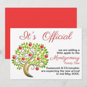 Es ist offiziell, wir erwarten einen Apfelbaum-Sch Ankündigung