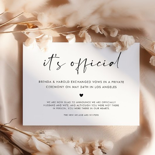 Es ist Offizielle einfache Hochzeit Ankündigung