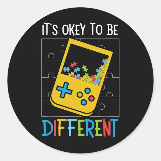 Es ist OK, ein anderer Videospielcontroller Auti z Runder Aufkleber (Vorderseite)