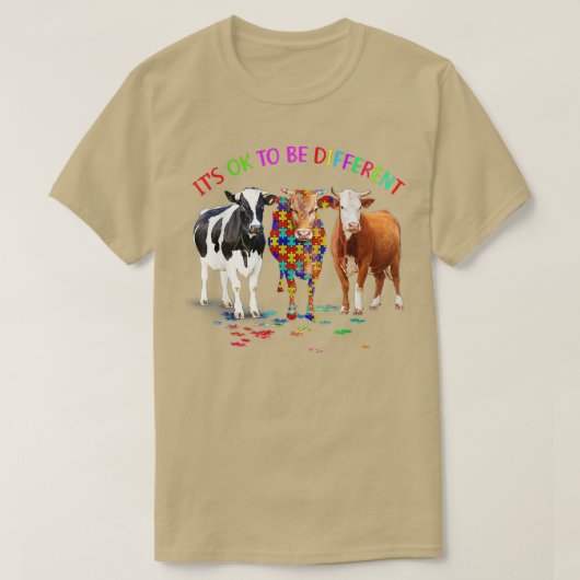 Es ist OK, ein anderes Bewusstsein für Kuhautismus T-Shirt (Design vorne)