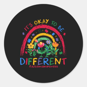 Es ist ok, ein anderes Bewusstsein für Regenbogena Runder Aufkleber