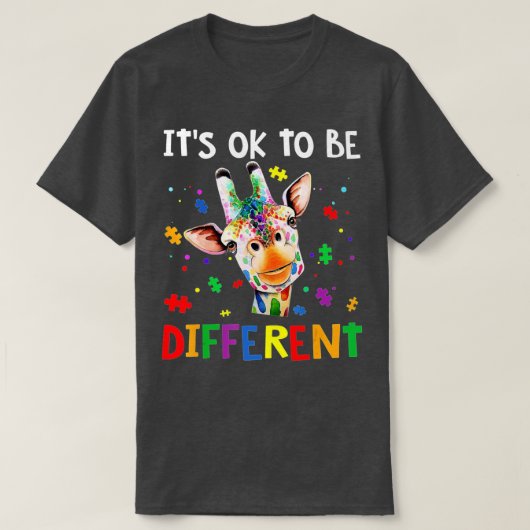 Es ist ok, eine andere Autismus-Bewusstsein-Giraff T-Shirt (Design vorne)