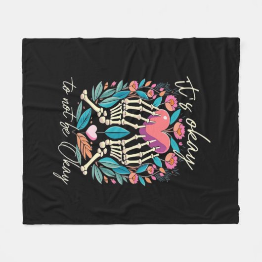 Es ist OK, nicht zu funktionieren - Skeletthandsch Fleecedecke (Vorderseite (Horizontal))