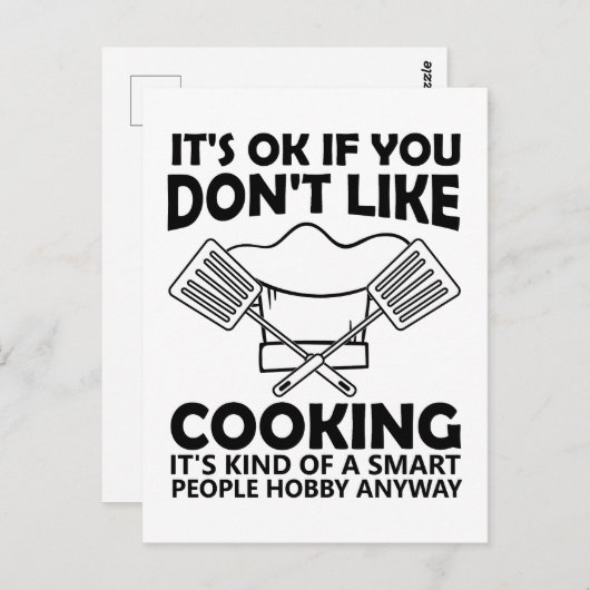 Es ist ok, wenn du nicht gerne kochst, ist es irge postkarte (Vorne/Hinten)