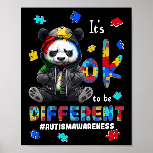 Es ist okay anders zu sein Autismus-Panda Poster (Vorne)