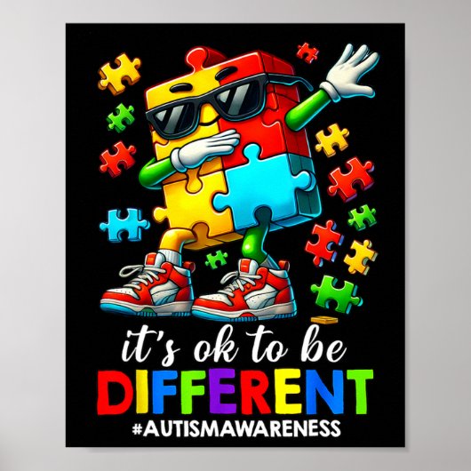 Es ist okay, anders zu sein Dabbing Puzzle Autism Poster (Vorne)