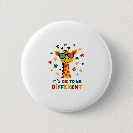 Es ist okay, anders zu sein Giraffe-Autismus-Bewus Button (Vorderseite)