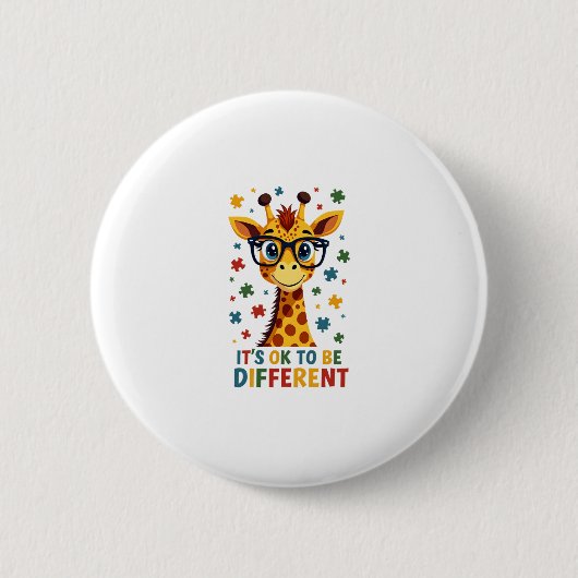 Es ist okay, anders zu sein Giraffe-Autismus-Bewus Button (Vorderseite)