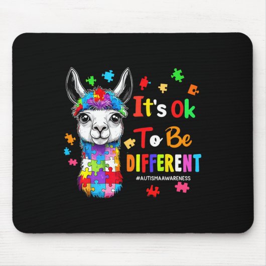 Es ist okay, anders zu sein Lama Autism Awareness Mousepad (Vorne)